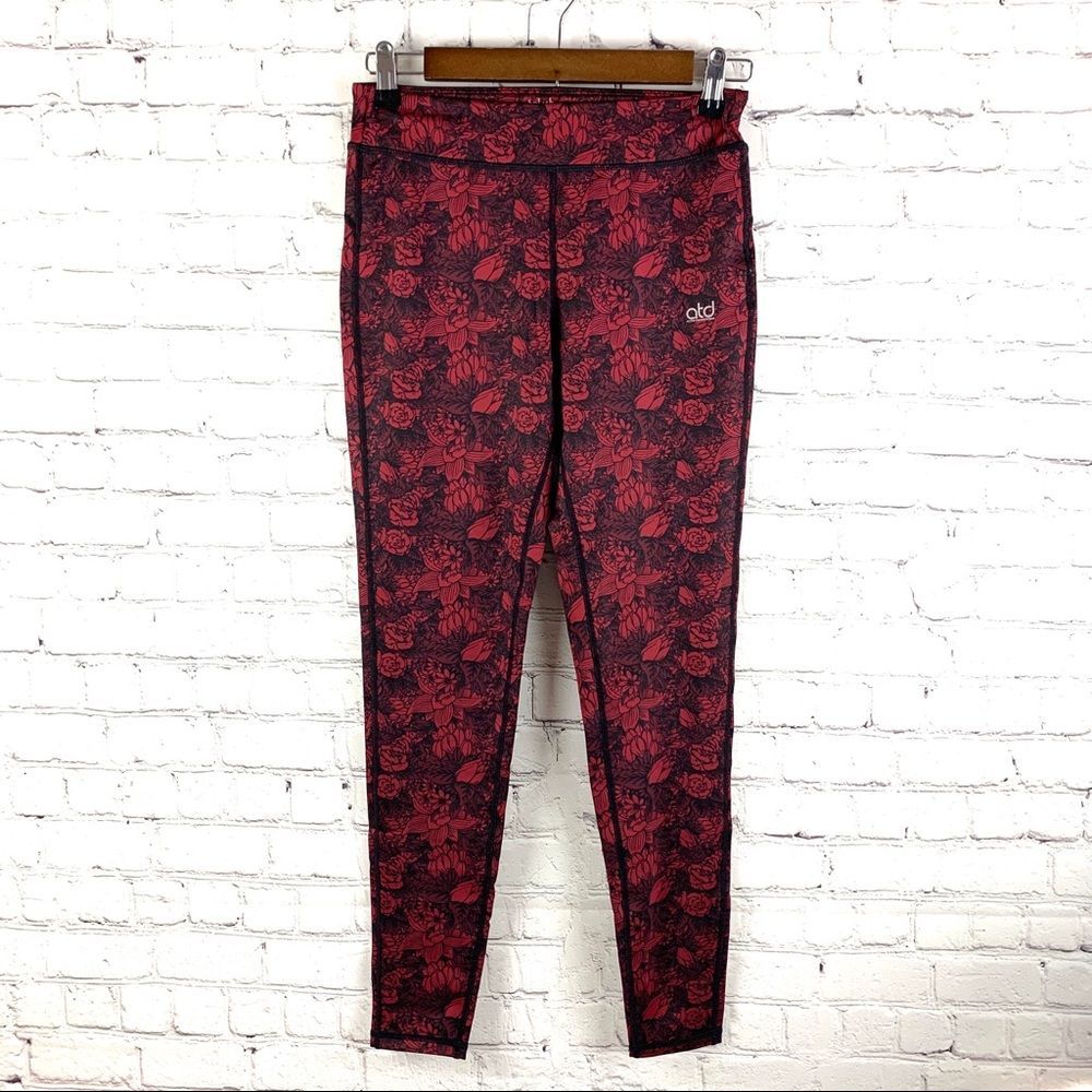 ATD Women’s Red Floral Running Leggings size S